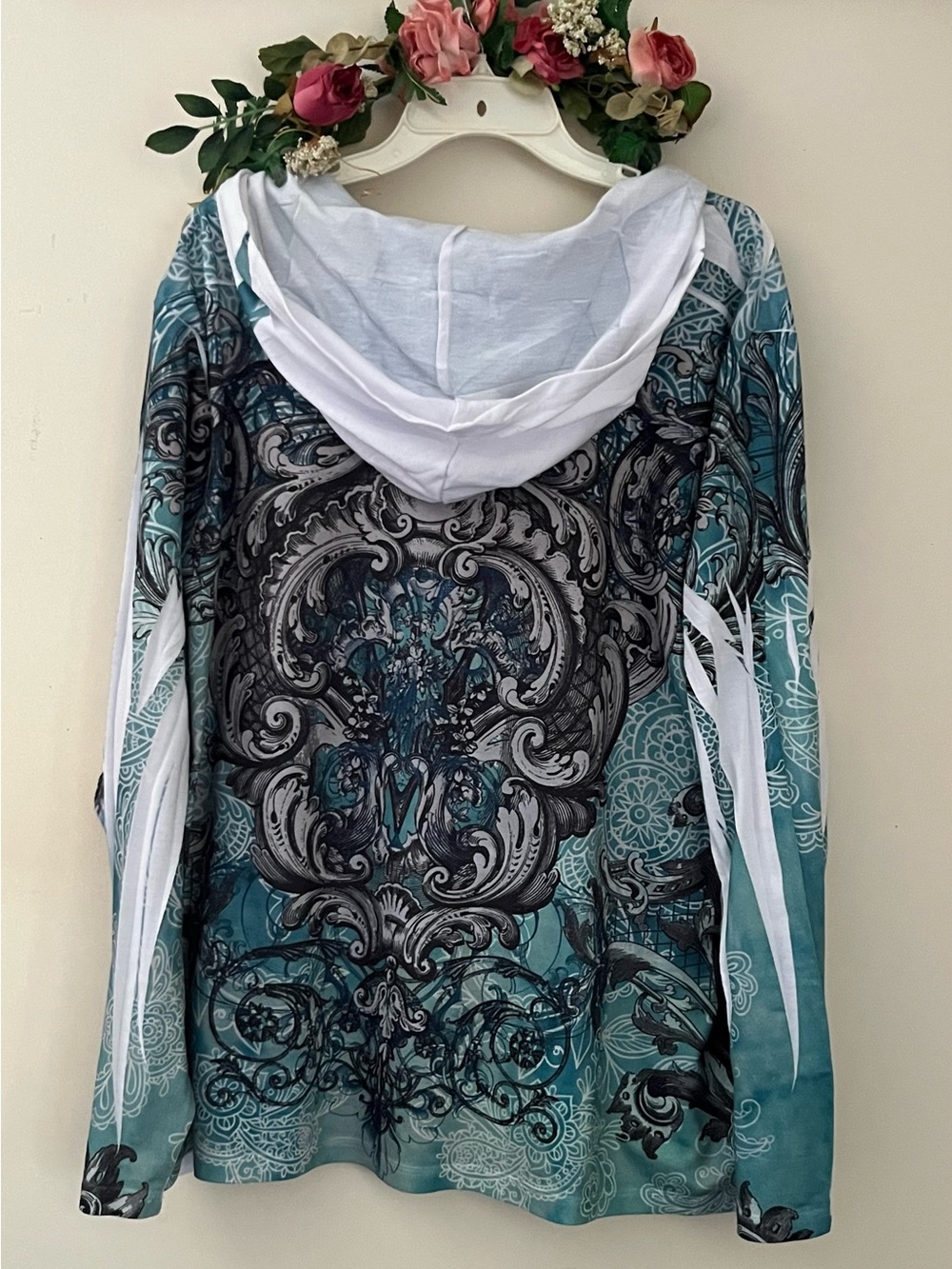 Fashion Bug Teal and Black Hooded Bomber Jacket - Picture 4 of 7